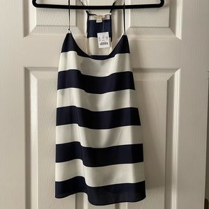J Crew Racerback Navy Blue Stripe Top | Size 12 | NWT